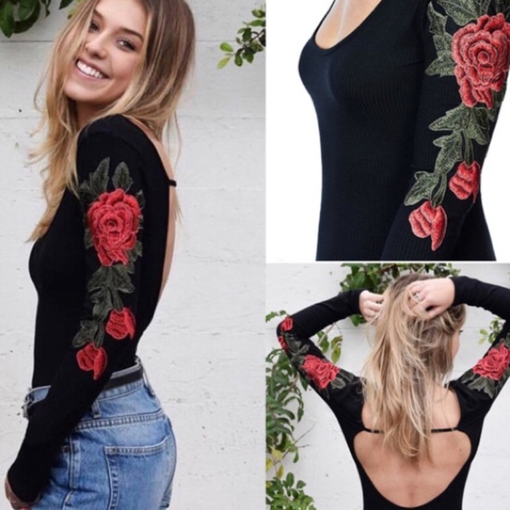 Rose Embroidered Bodysuit